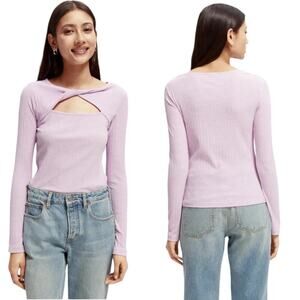 Scotch & Soda Twist Collar Slim-Fit Top Orchid Purple Women’s Size XL NEW